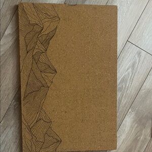 Cork Bulletin Board with Mountain Line Art - Brown